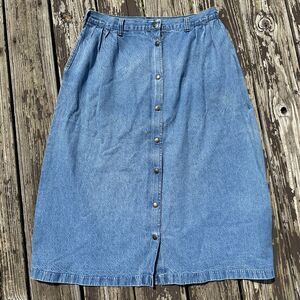 Vtg 70s Big Yank Denim Midi Skirt 31" Blue Jean Scovill Snap 60s Retro Western